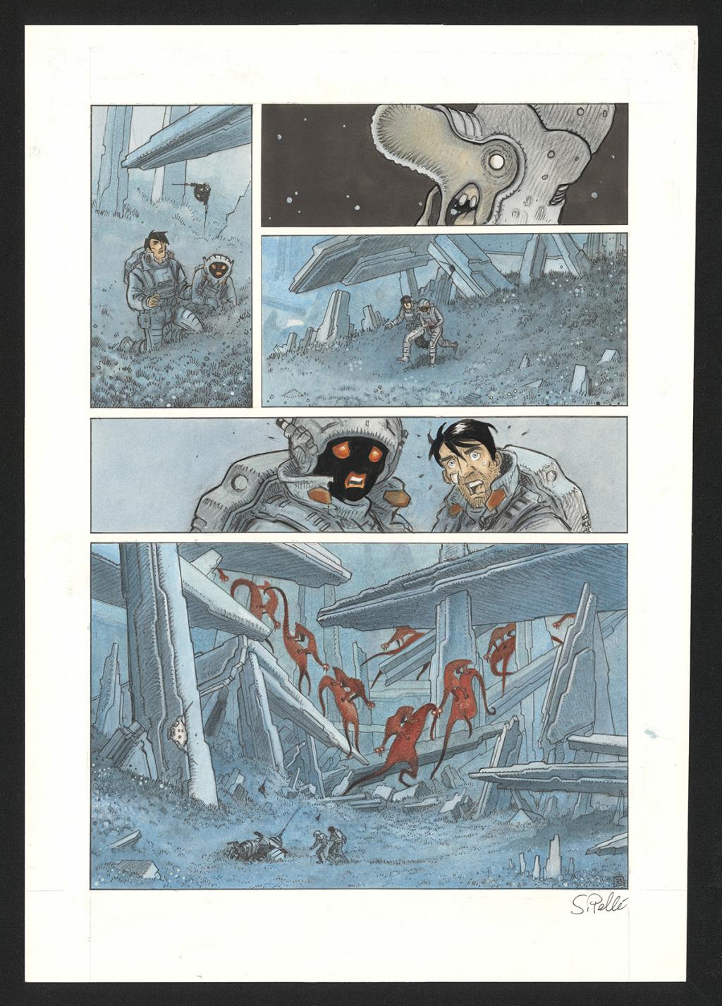 Planche originale n°33 - Serge Pellé - Acrylique, encres et crayon sur papier - 5842