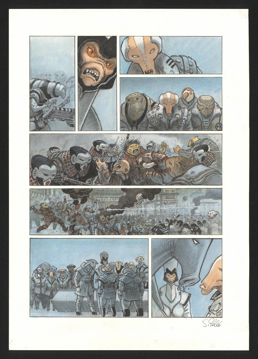 Planche originale n°34 - Serge Pellé - Acrylique, encres et crayon sur papier - 5297