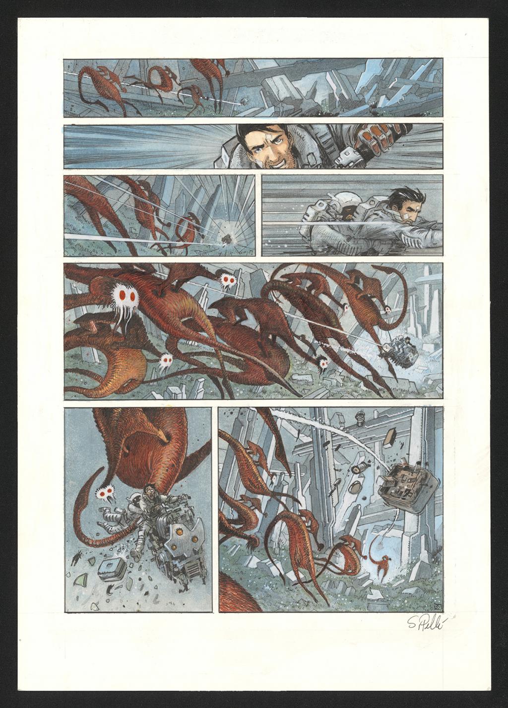 Planche originale n°35 - Serge Pellé - Acrylique, encres et crayon sur papier - 5843