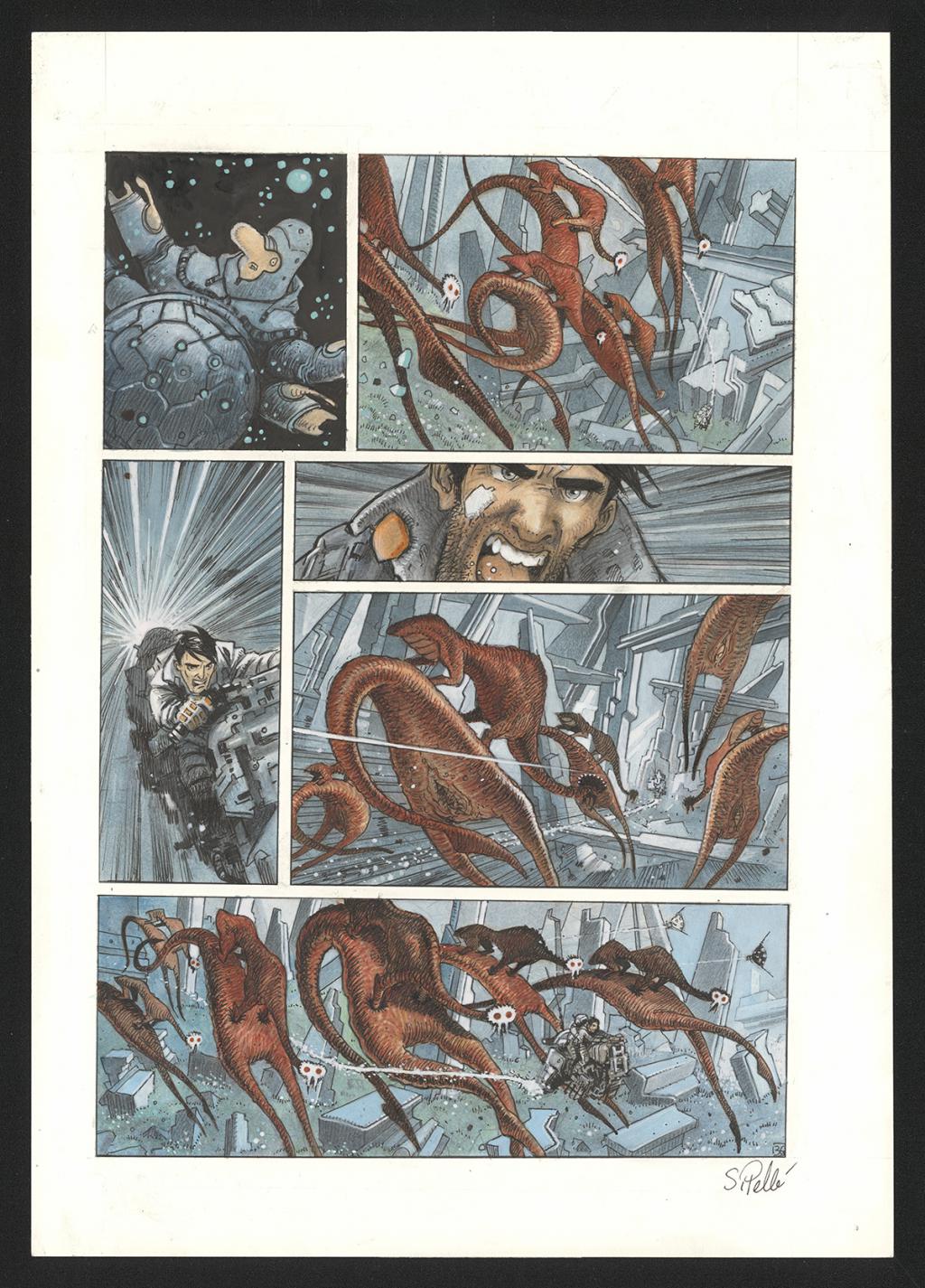 Planche originale n°36 - Serge Pellé - Acrylique, encres et crayon sur papier - 5844