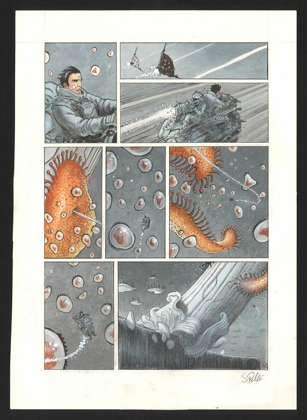 Planche originale n°45 - Serge Pellé - Acrylique, encres et crayon sur papier - 5305
