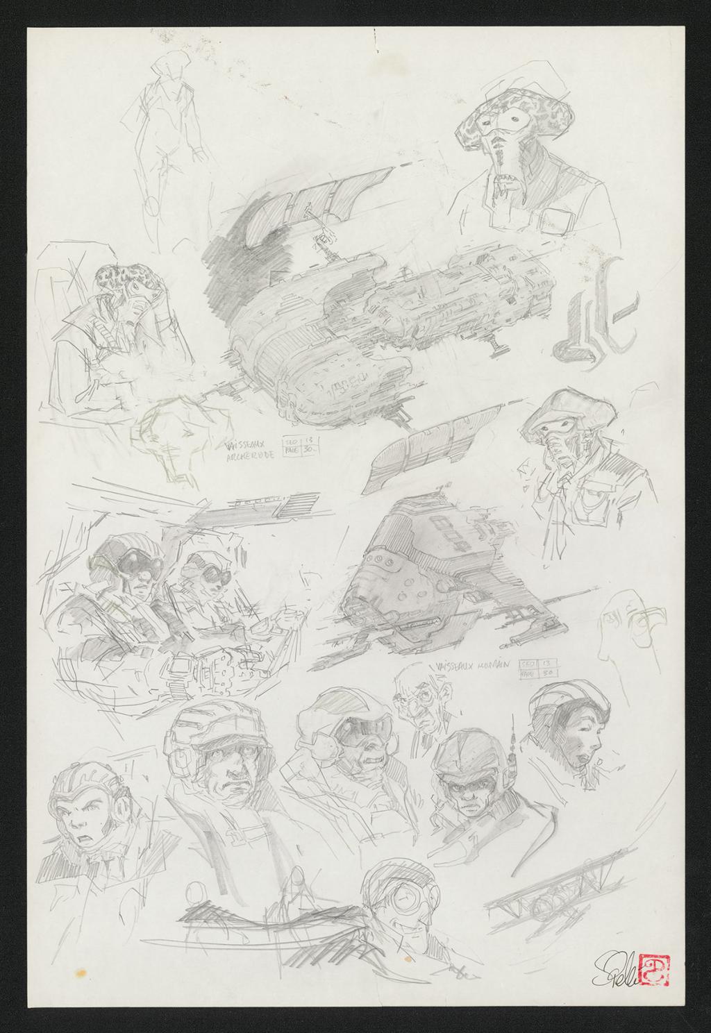 Crayonné original de recherche - Serge Pellé - Mine de plomb sur papier - 5317