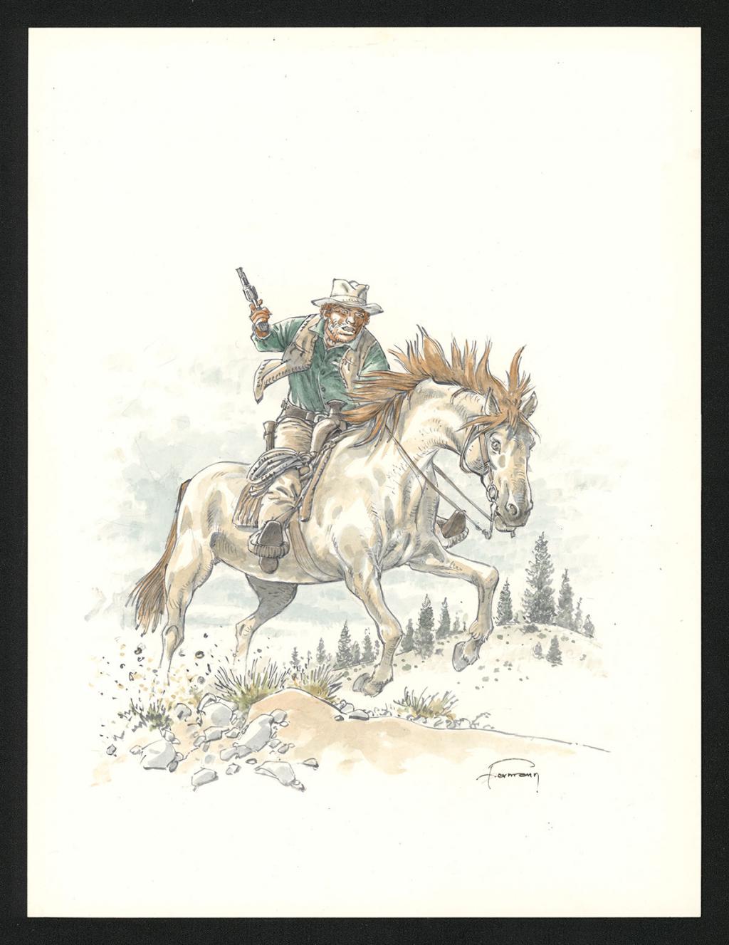 Dessin original, portrait de Red Dust - Hermann - Aquarelle et crayon de bois sur papier - 5822