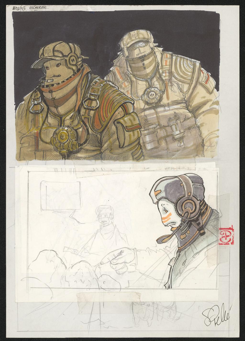 Dessin original de recherche - Serge Pellé - Acrylique, encres et crayon sur papier - 5229