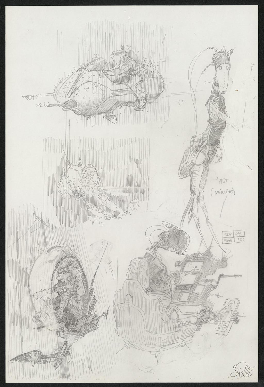 Crayonné original de recherche - Serge Pellé - Mine de plomb sur papier - 5231