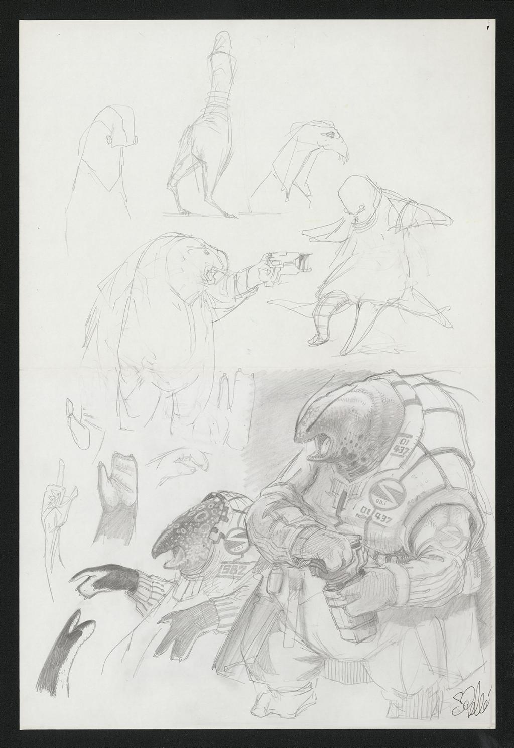 Crayonné original de recherche - Serge Pellé - Mine de plomb sur papier - 5233