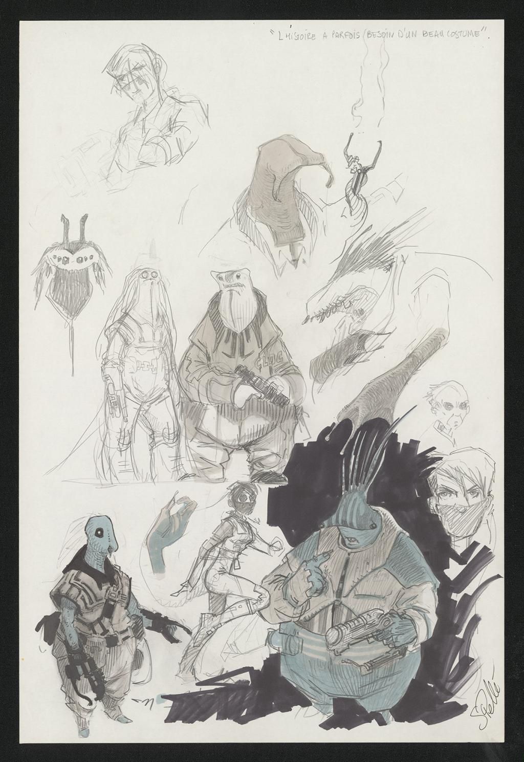 Crayonné original de recherche - Serge Pellé - Mine de plomb sur papier - 5234