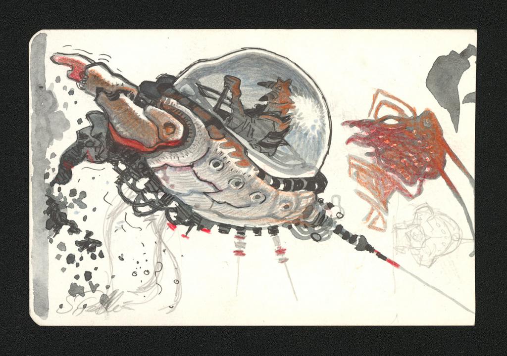 Illustration originale - Serge Pellé - Aquarelle, encre de Chine et crayon de couleur - 5241