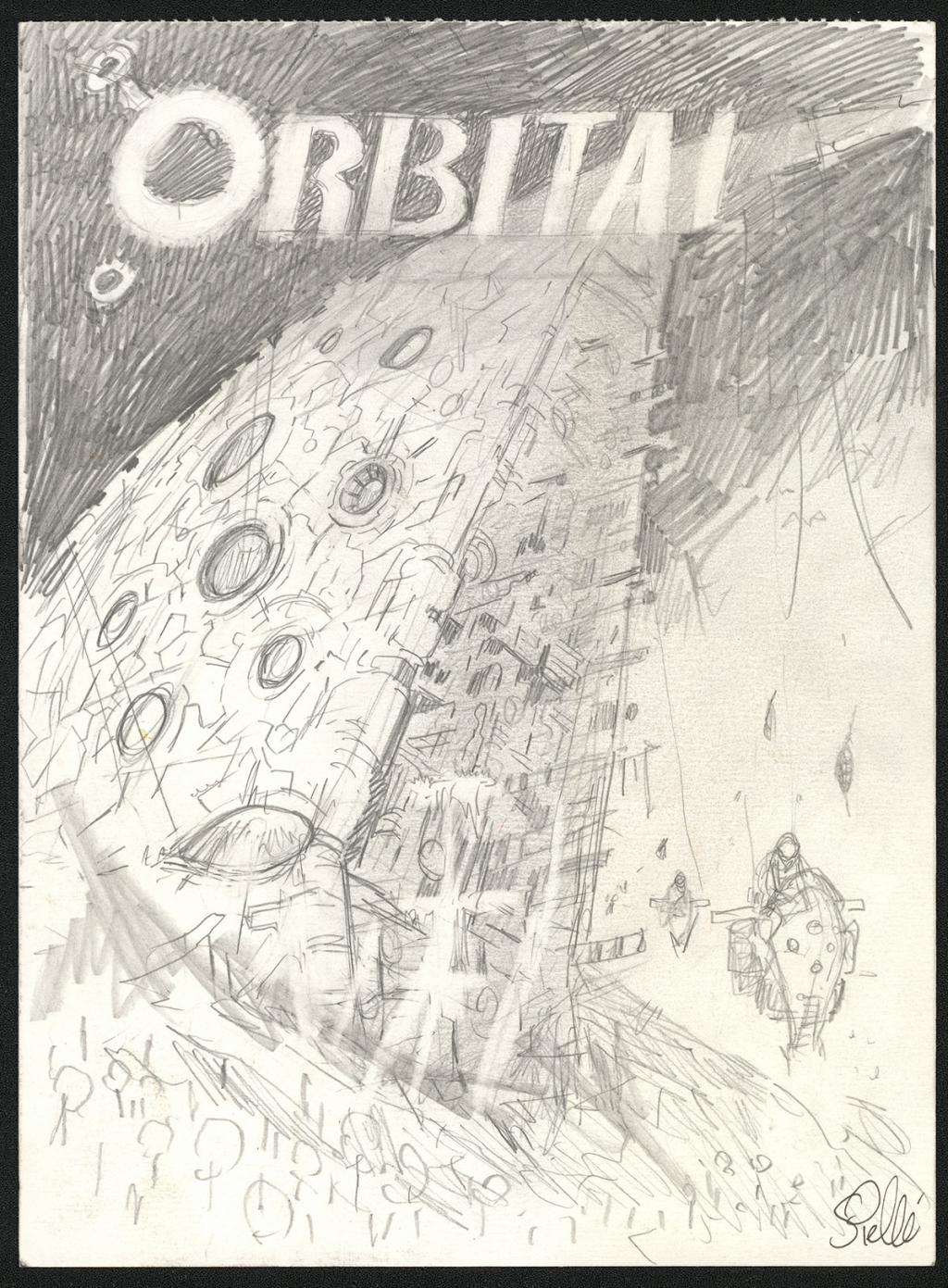 Illustration originale, projet de couverture - Serge Pellé - Mine de plomb sur papier - 5244