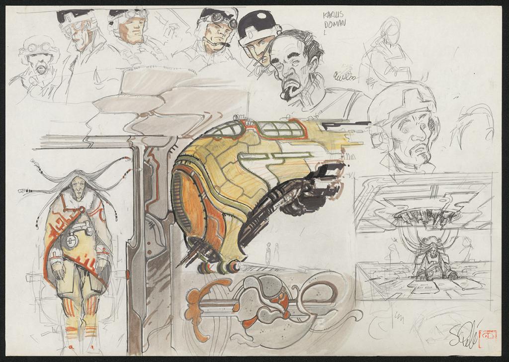 Crayonné original de recherche - Serge Pellé - Mine de plomb et crayons de couleur  sur papier - 5252