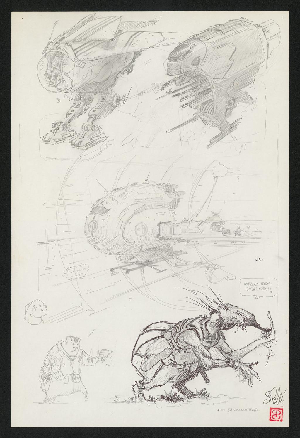 Crayonné original de recherche - Serge Pellé - Mine de plomb sur papier - 5379