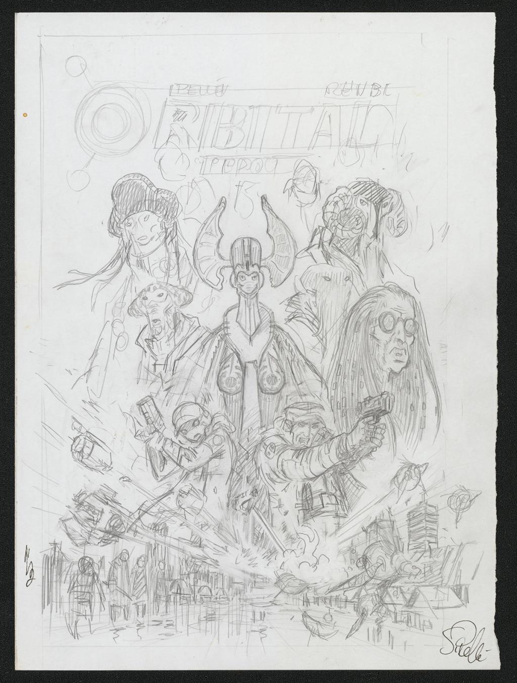 Crayonné original de recherche de couverture - Serge Pellé - Mine de plomb sur papier - 5383