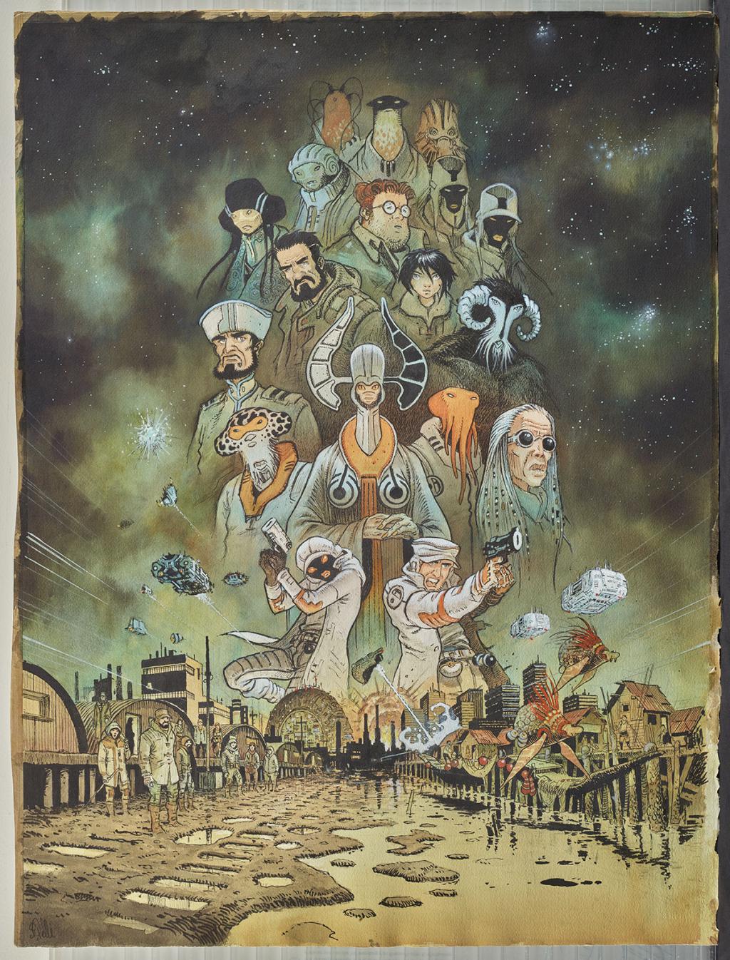 Couverture originale de l'intégrale n°1 - Serge Pellé - Acrylique, encres et crayon sur papier - 5865