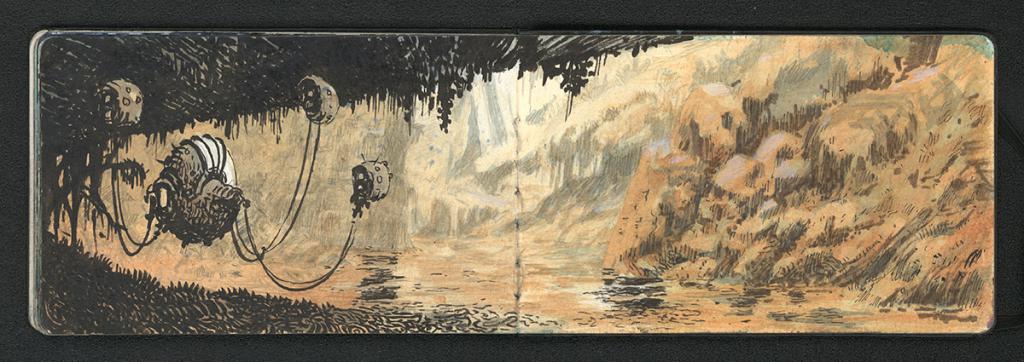 Carnet de 74 pages, daté du 22 septembre 2016 en première page. 
A noter que le carnet devra partir en reprographie avant d'être remis à l'acheteur - Serge Pellé - Technique mixte - 5870