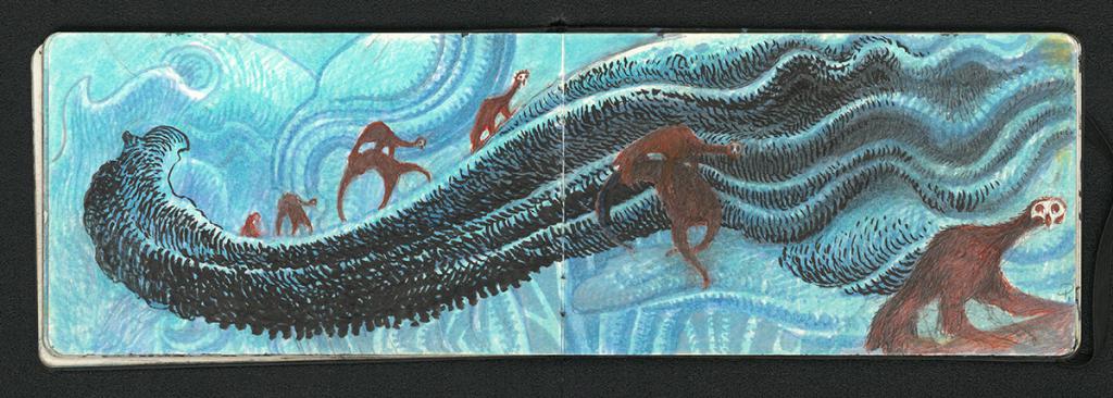 Carnet de 74 pages, daté du 22 septembre 2016 en première page. 
A noter que le carnet devra partir en reprographie avant d'être remis à l'acheteur - Serge Pellé - Technique mixte - 5870