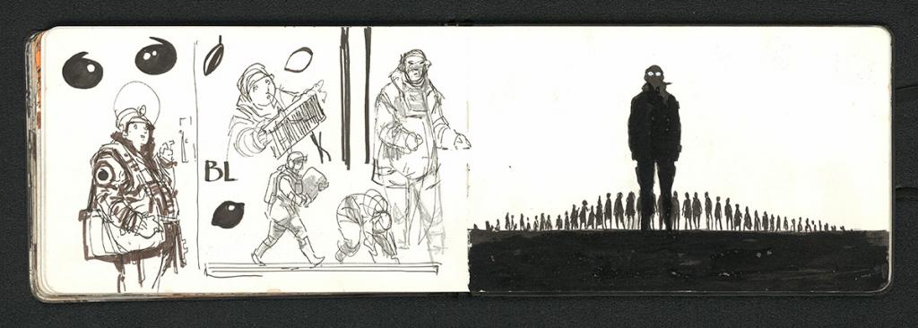 Carnet de 62 pages, daté du 5 mai 2017 en première page. 
A noter que le carnet devra partir en reprographie avant d'être remis à l'acheteur - Serge Pellé - Technique mixte - 5869