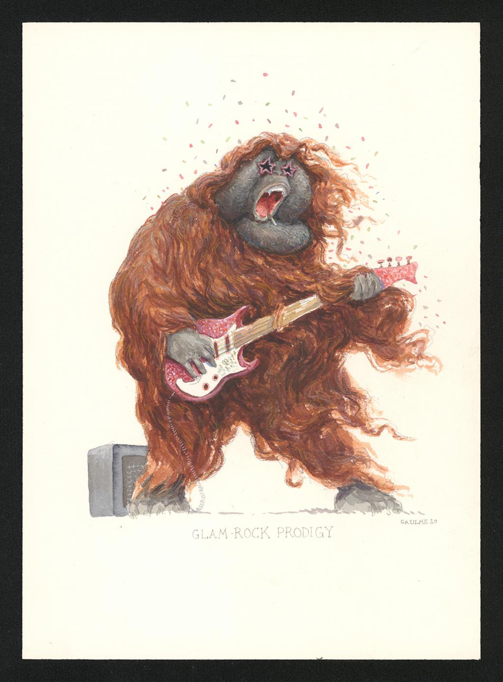 Glam-rock prodigy, illustration originale - Armel Gaulme - Aquarelle et crayon de couleur sur papier - 6078