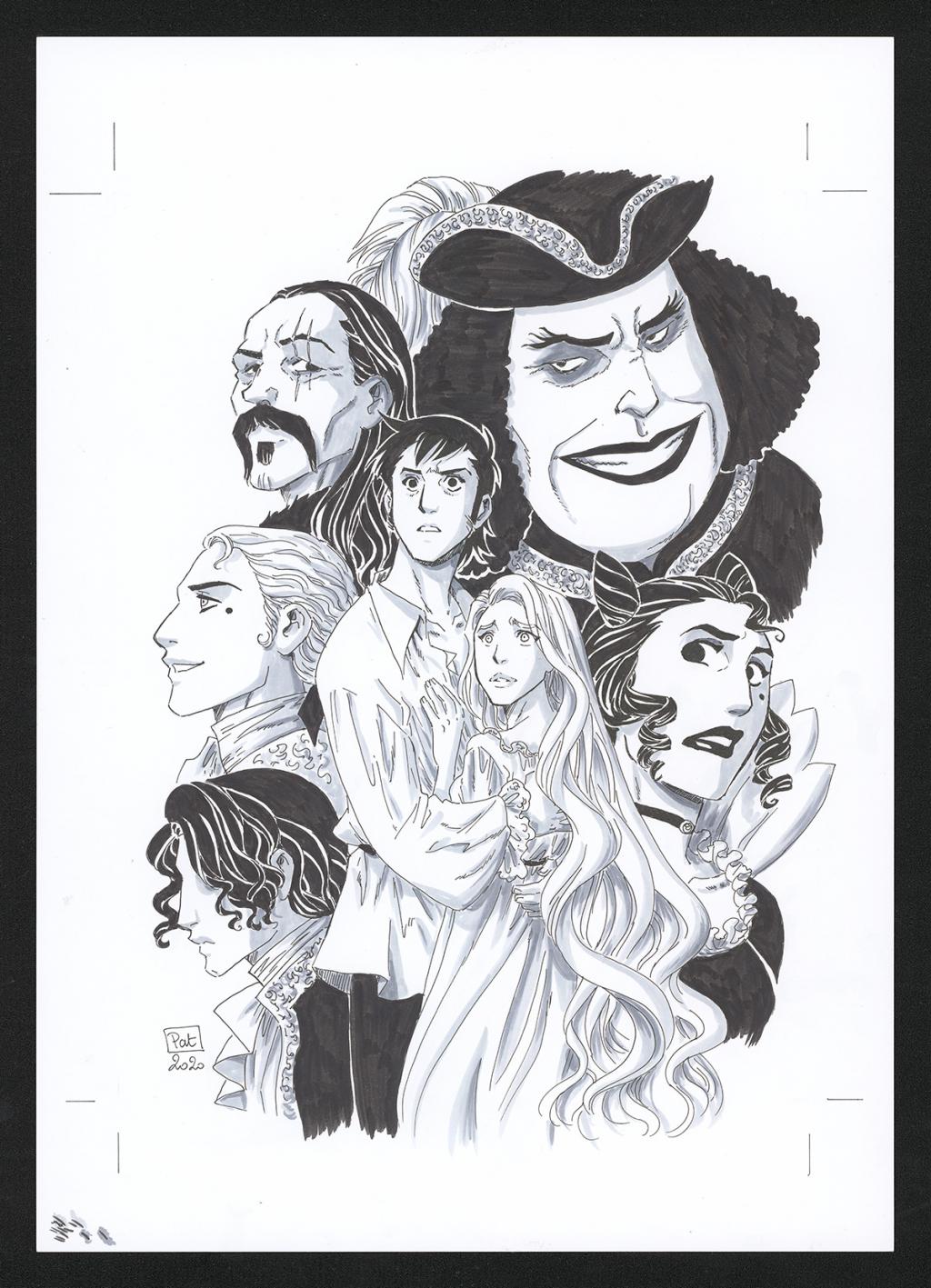 Illustration originale en hommage à la série Les Ogres Dieux - Patricia  Lyfoung  - Encre de Chine et lavis sur papier - 6600