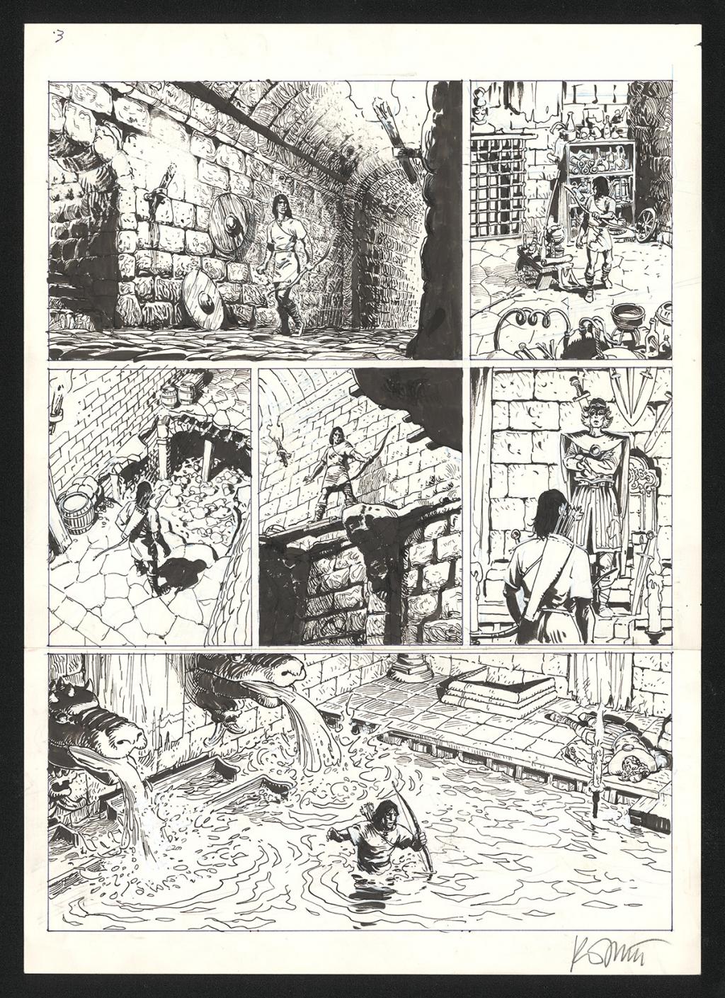 Planche originale inédite réalisée pour un jeu vidéo - Grzegorz Rosinski - Encre de Chine sur papier - 6060