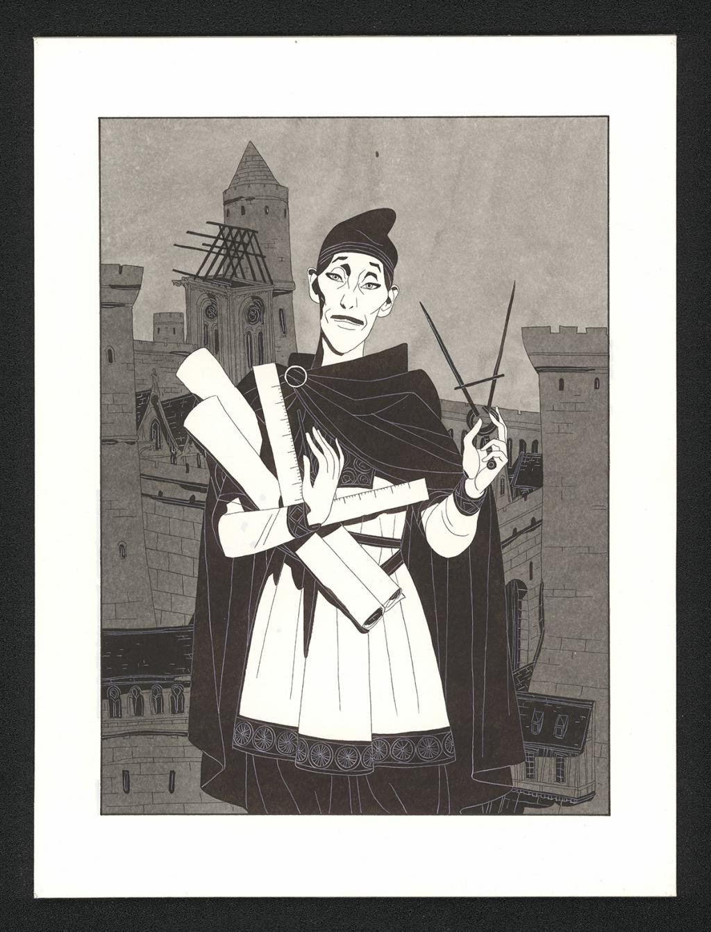 Illustration originale - Bertrand Gatignol - Encres noires et aquarelle sur papier - 6179