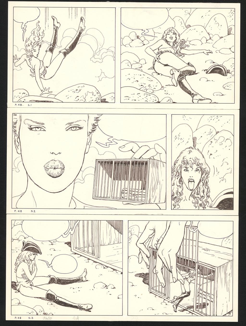 Planche originale n°48 - Milo Manara - Encre de Chine sur papier - 6123
