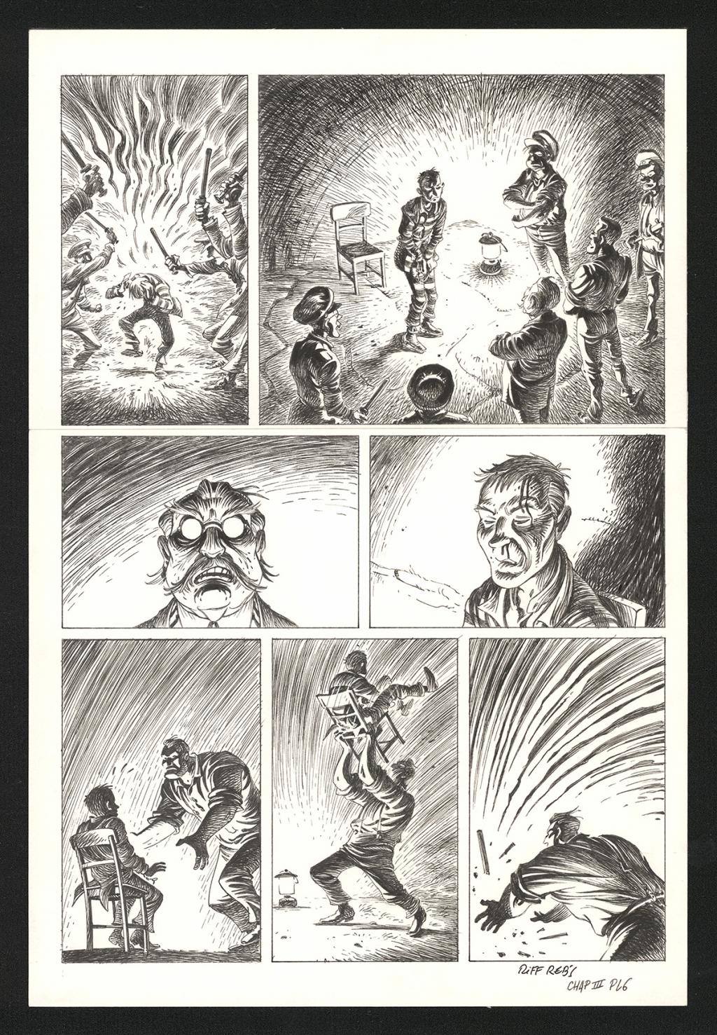 Planche originale n°6 du chapitre III - Riff Reb's - Encre de Chine et crayon sur papier - 6389