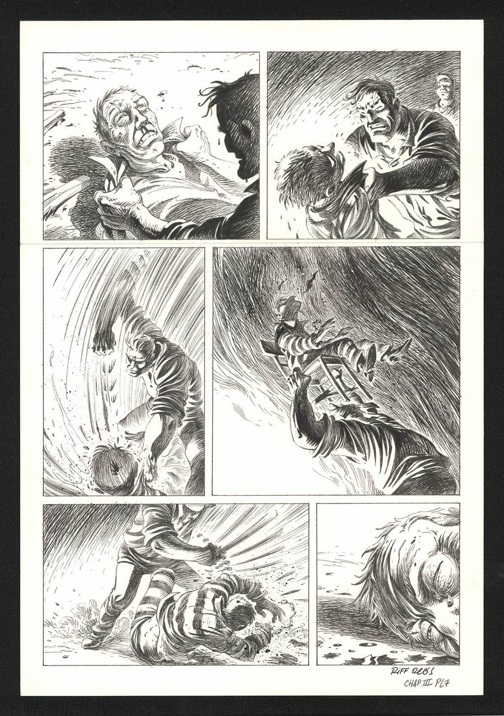 Planche originale n°7 du chapitre III - Riff Reb's - Encre de Chine et crayon sur papier - 6390