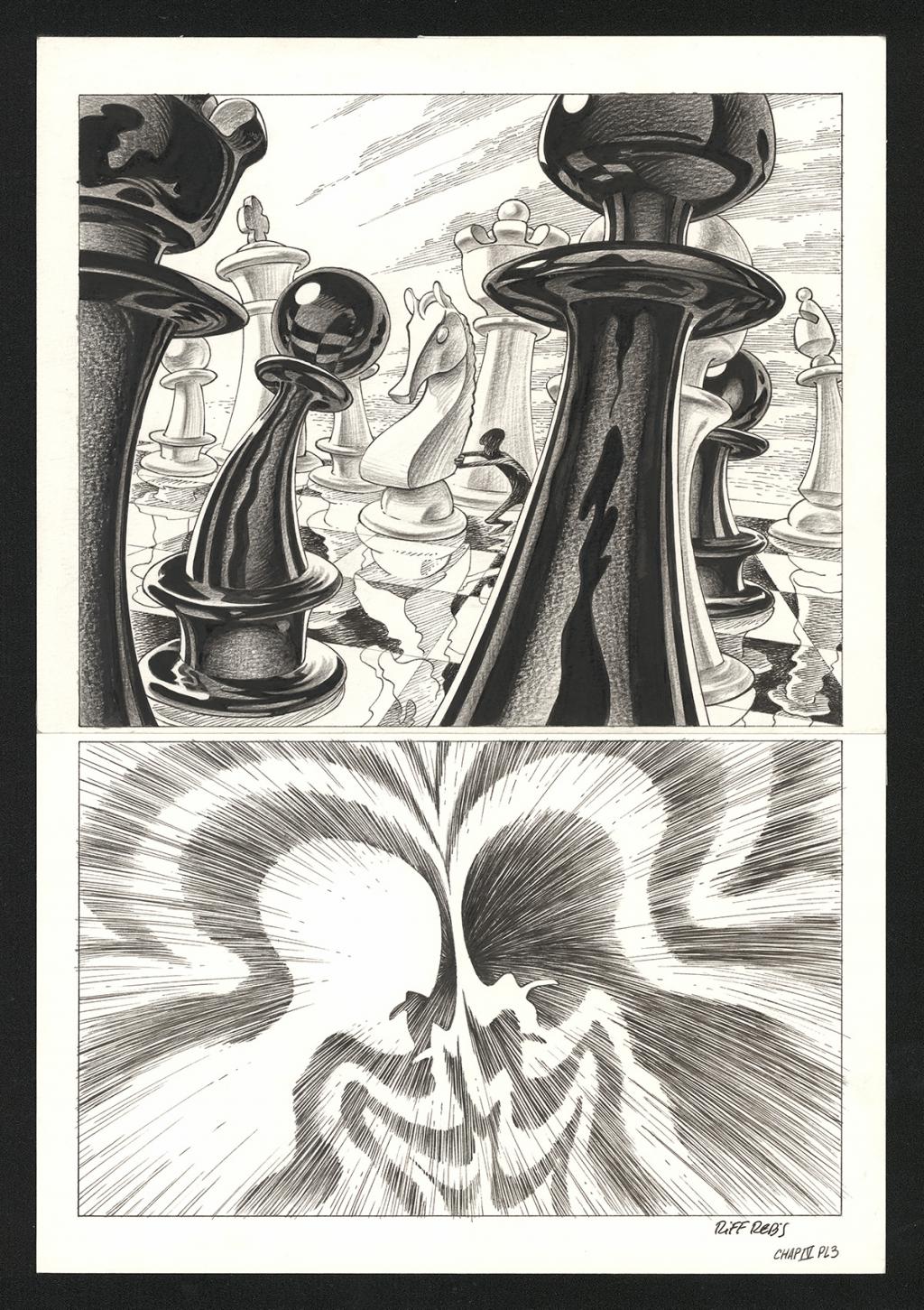 Planche originale n°3 du chapitre IV - Riff Reb's - Encre de Chine et crayon sur papier - 6499