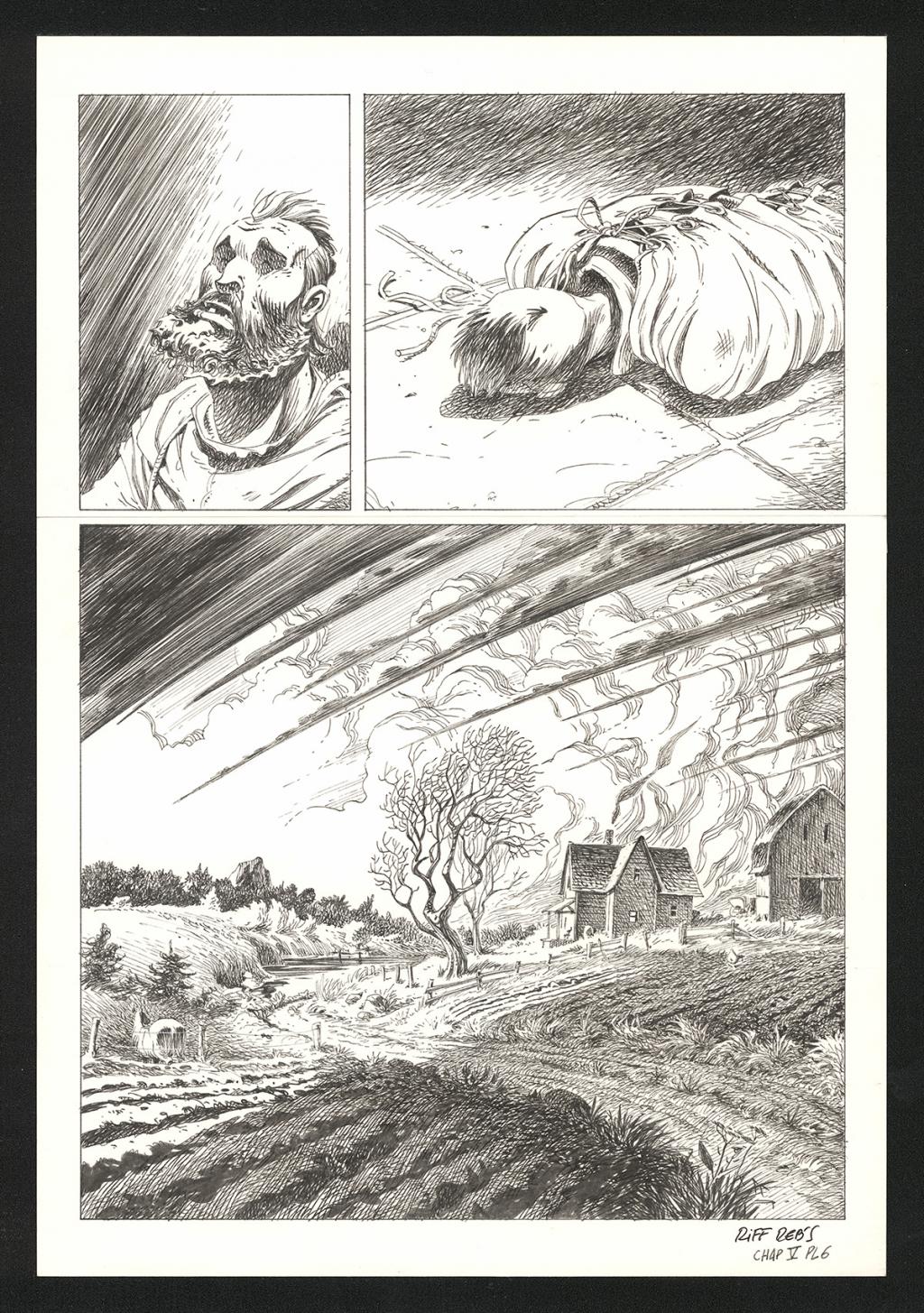 Planche originale n°6 du chapitre V - Riff Reb's - Encre de Chine et crayon sur papier - 6534