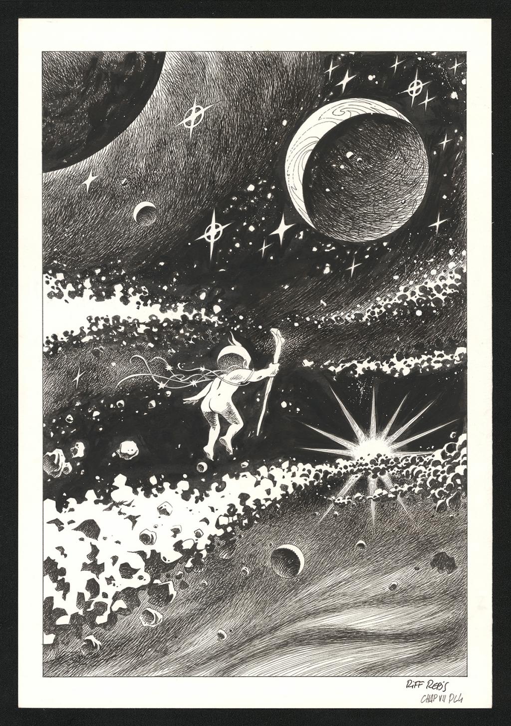 Planche originale n°4 du chapitre VII - Riff Reb's - Encre de Chine et crayon sur papier - 6535