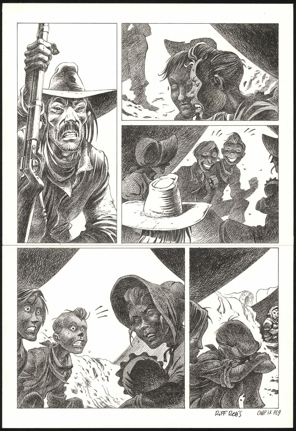 Planche originale n°9 du chapitre IX - Riff Reb's - Encre de Chine et crayon sur papier - 6400
