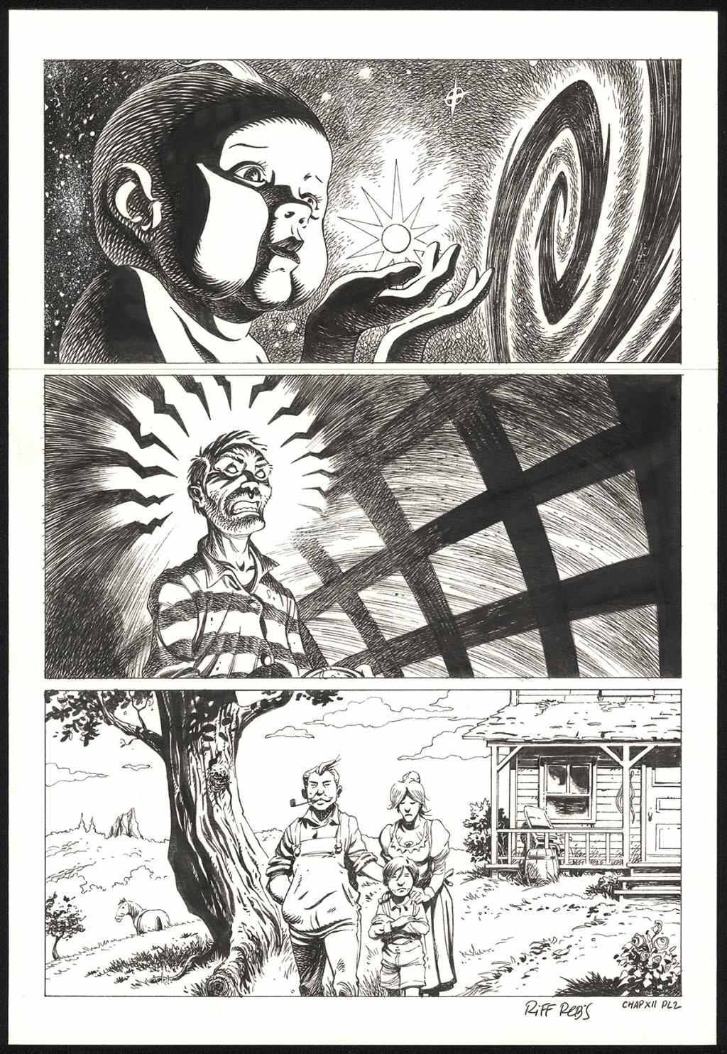 Planche originale n°2 du chapitre XII - Riff Reb's - Encre de Chine et crayon sur papier - 6510