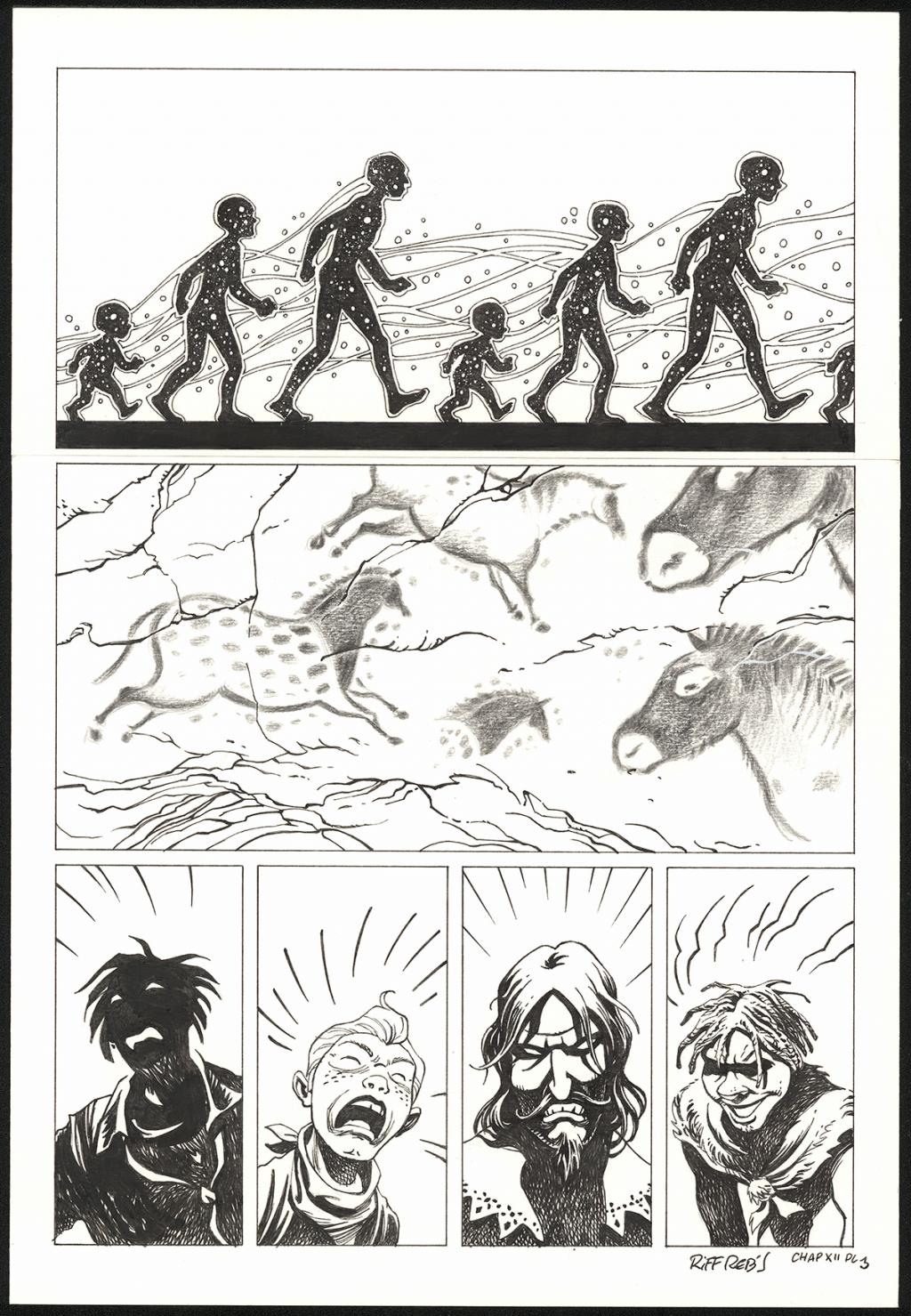 Planche originale n°3 du chapitre XII - Riff Reb's - Encre de Chine et crayon sur papier - 6404