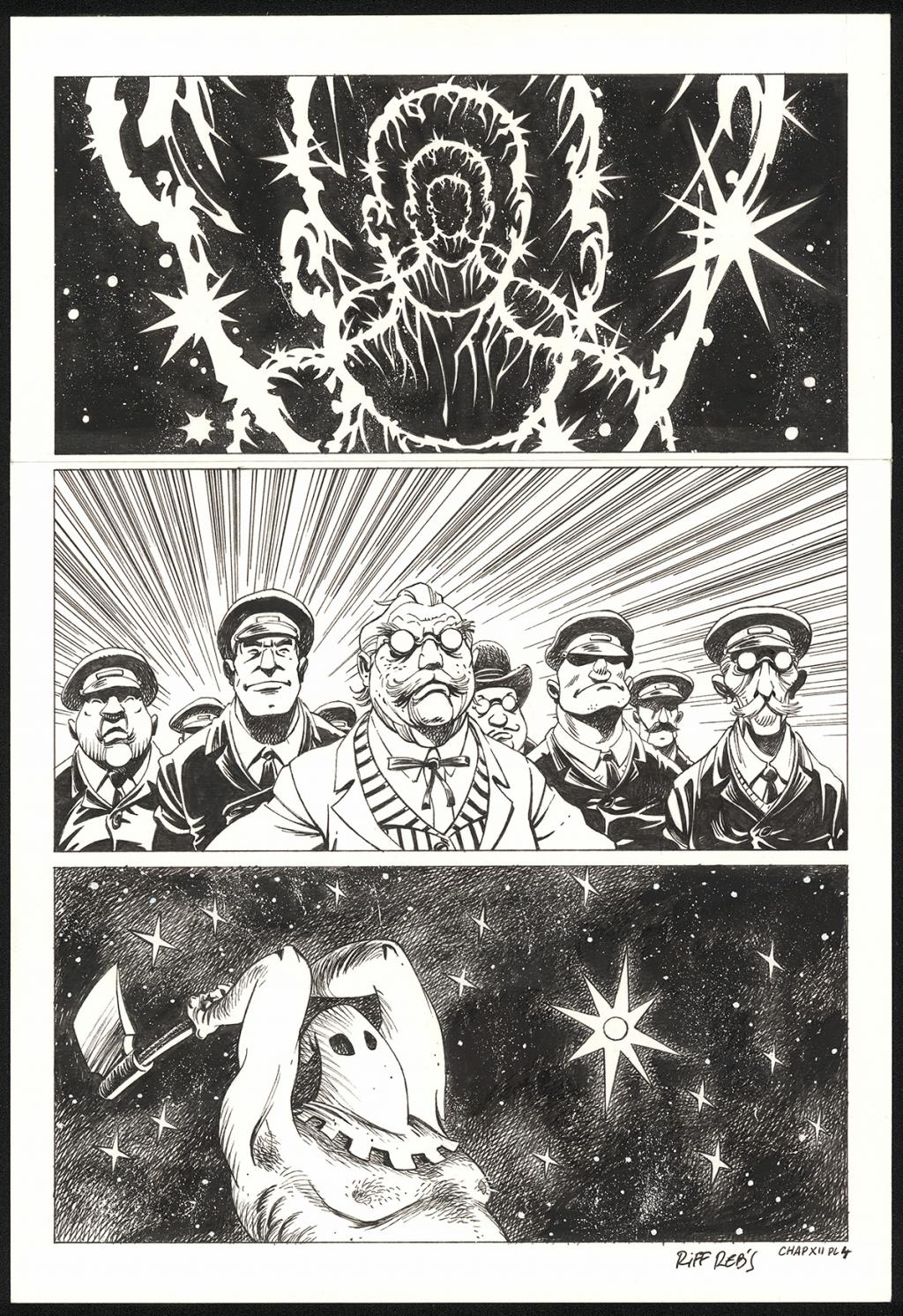 Planche originale n°4 du chapitre XII - Riff Reb's - Encre de Chine et crayon sur papier - 6512