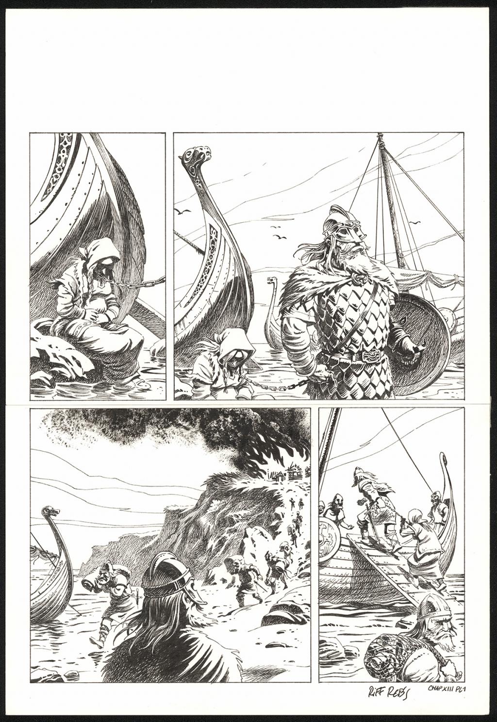 Planche originale n°1 du chapitre XIII - Riff Reb's - Encre de Chine et crayon sur papier - 6514