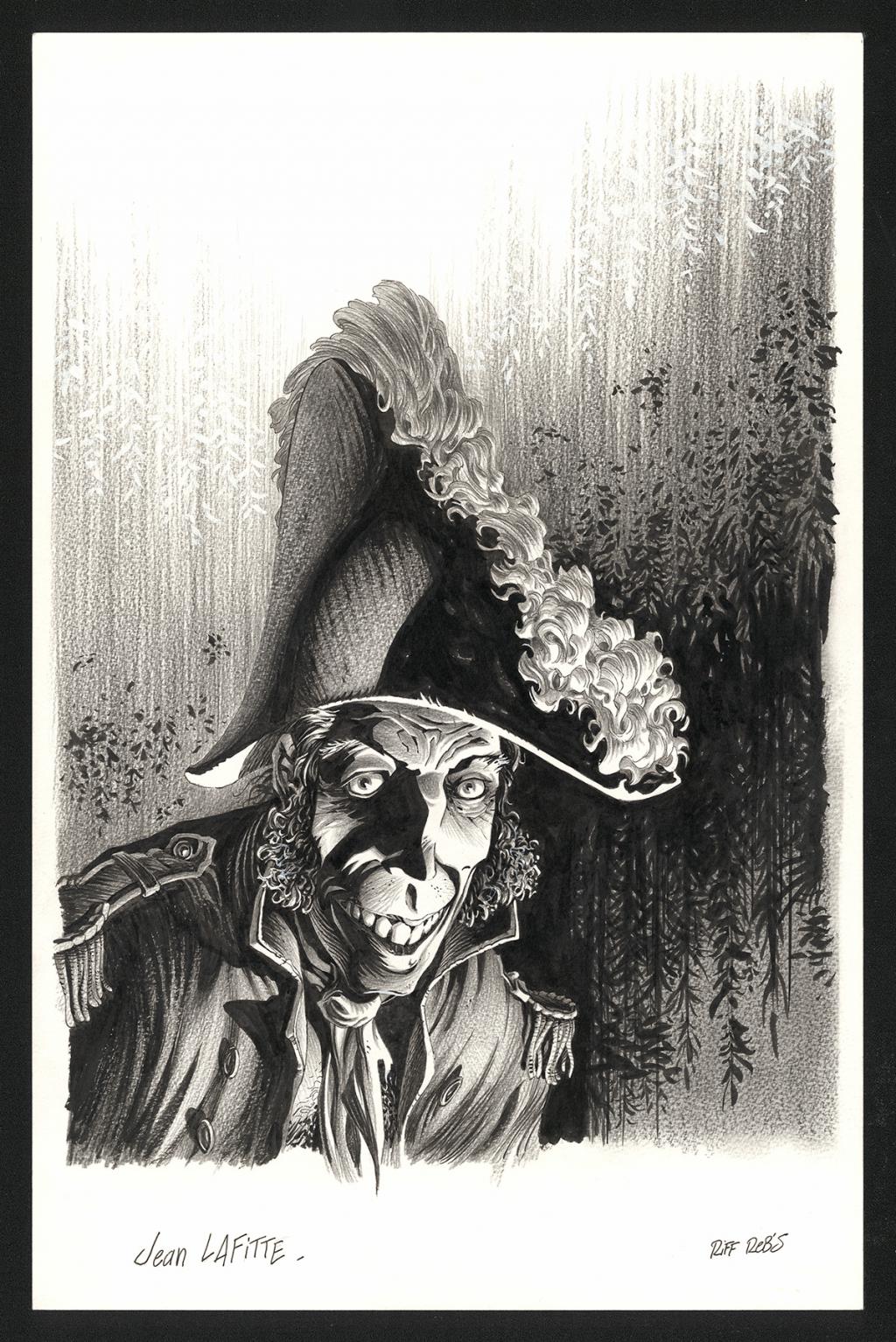 Illustration originale représentant Jean Lafitte - Riff Reb's - Encre de Chine et crayon sur papier - 6405