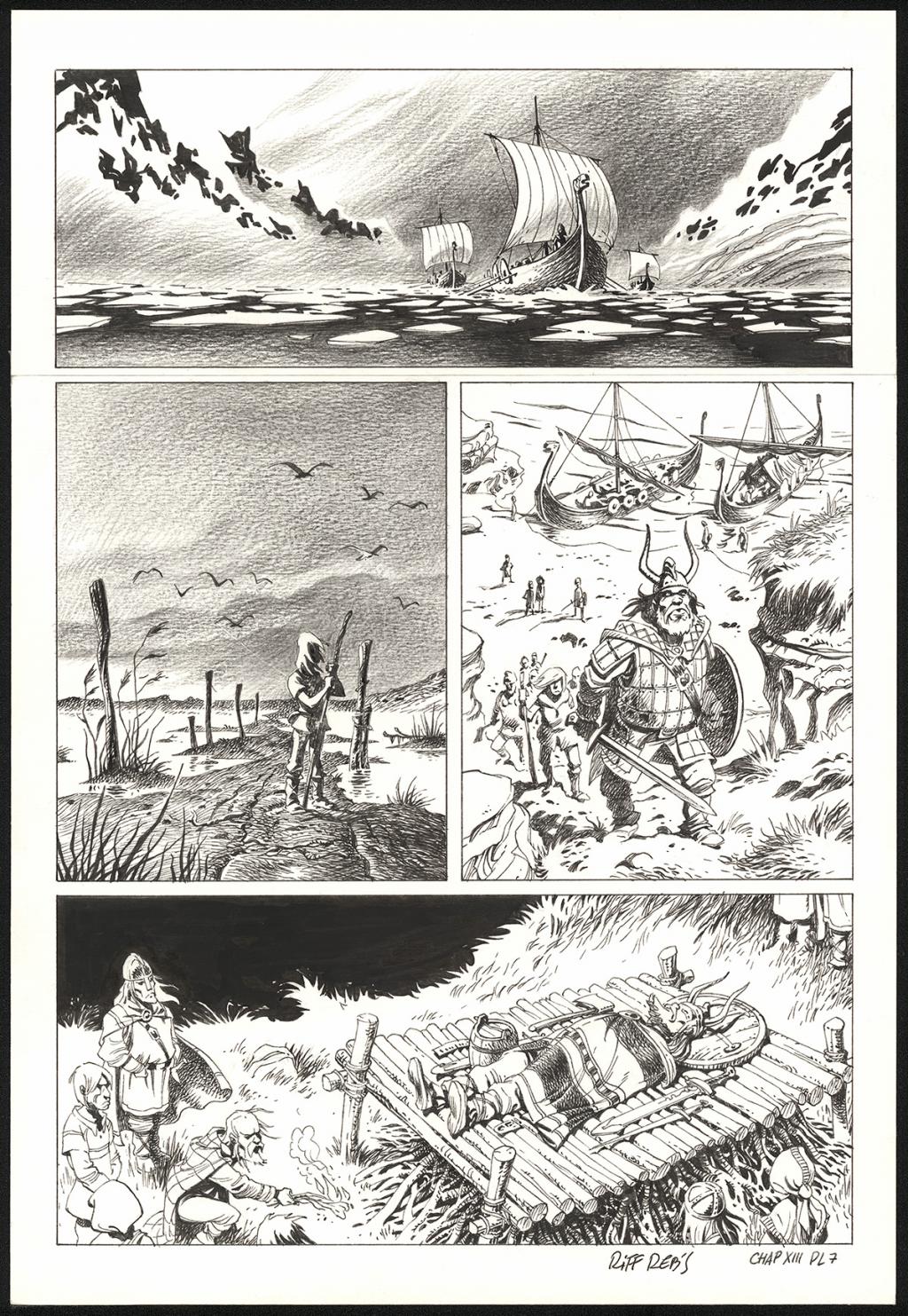 Planche originale n°7 du chapitre XIII - Riff Reb's - Encre de Chine et crayon sur papier - 6407