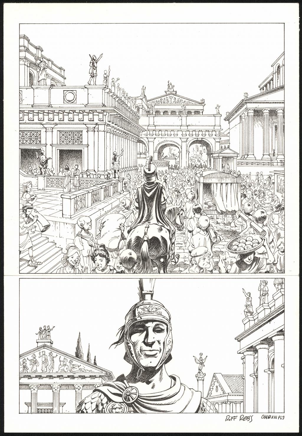 Planche originale n°9 du chapitre XIII - Riff Reb's - Encre de Chine et crayon sur papier - 6516