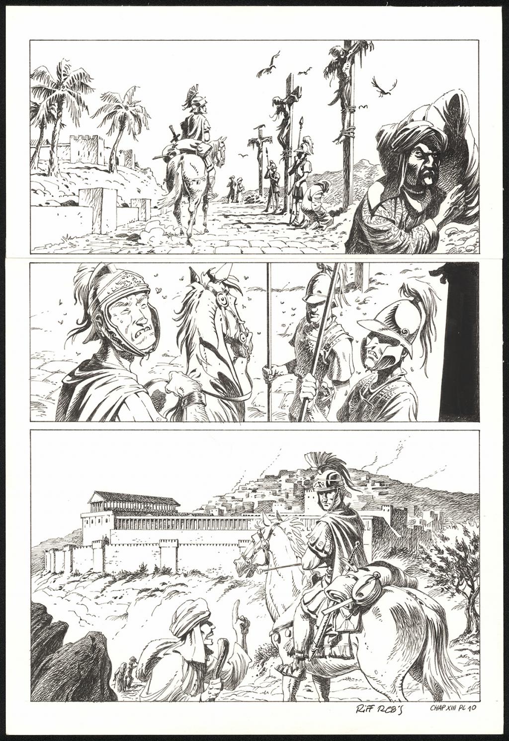 Planche originale n°10 du chapitre XIII - Riff Reb's - Encre de Chine et crayon sur papier - 6408