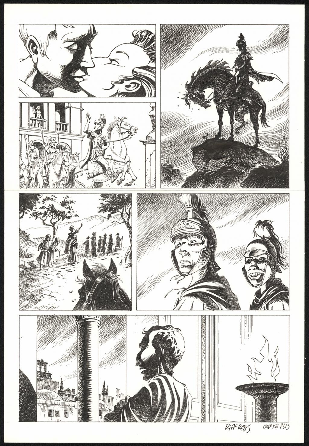 Planche originale n°13 du chapitre XIII - Riff Reb's - Encre de Chine et crayon sur papier - 6517