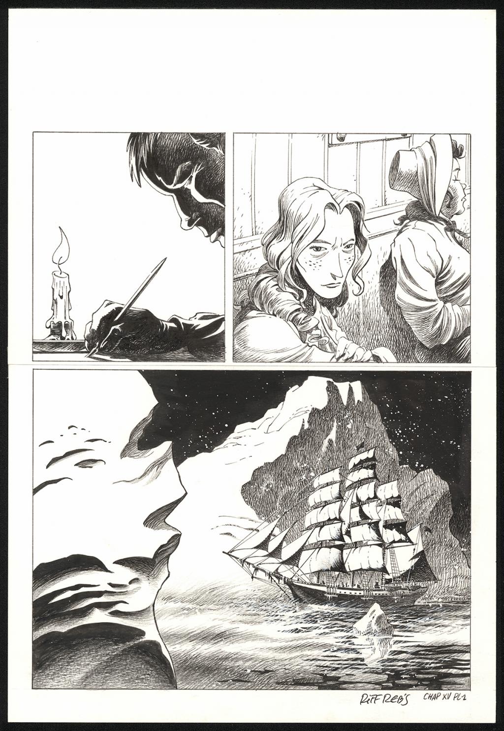 Planche originale n°1 du chapitre XV - Riff Reb's - Encre de Chine et crayon sur papier - 6519