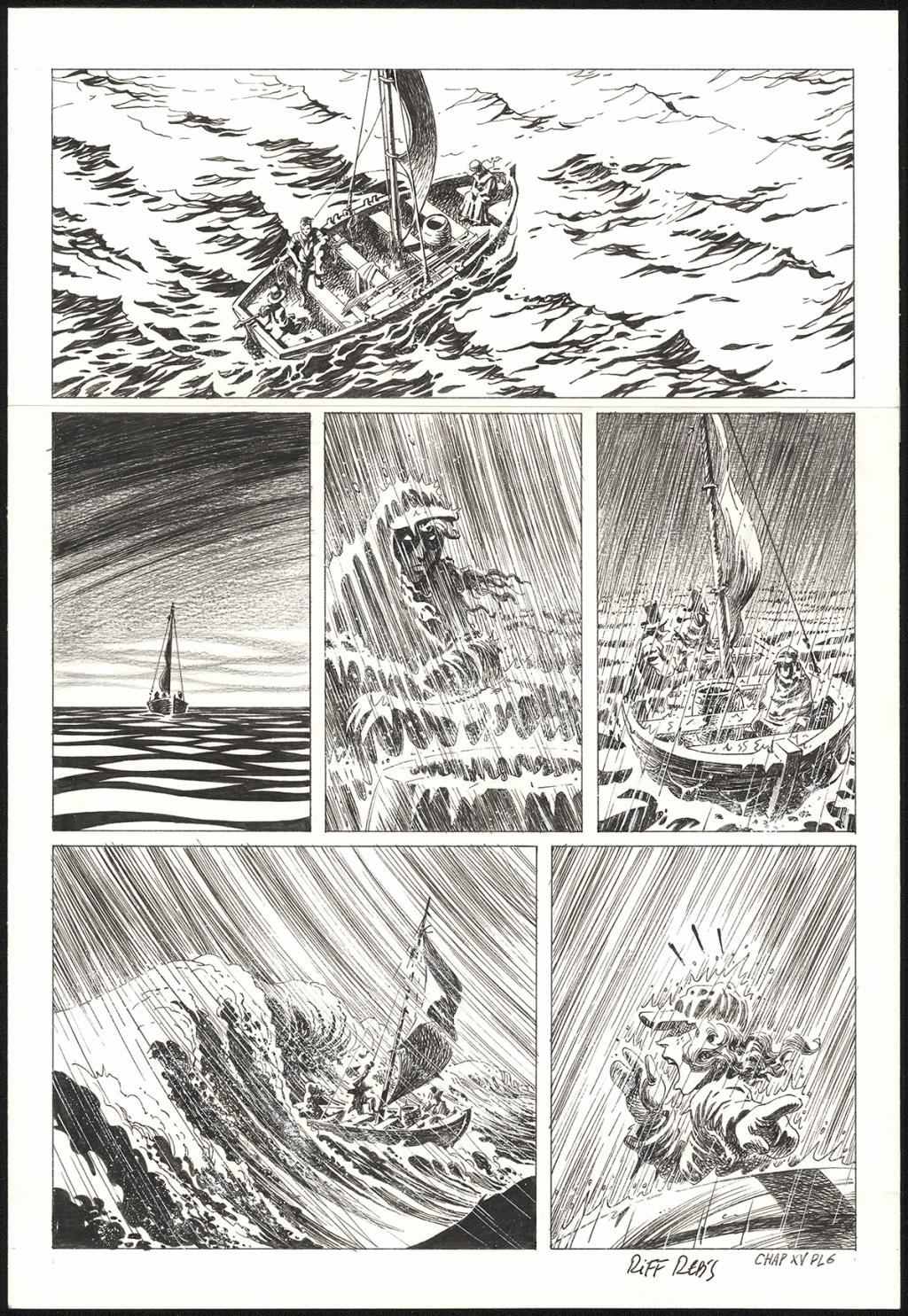 Planche originale n°6 du chapitre XV - Riff Reb's - Encre de Chine et crayon sur papier - 6520