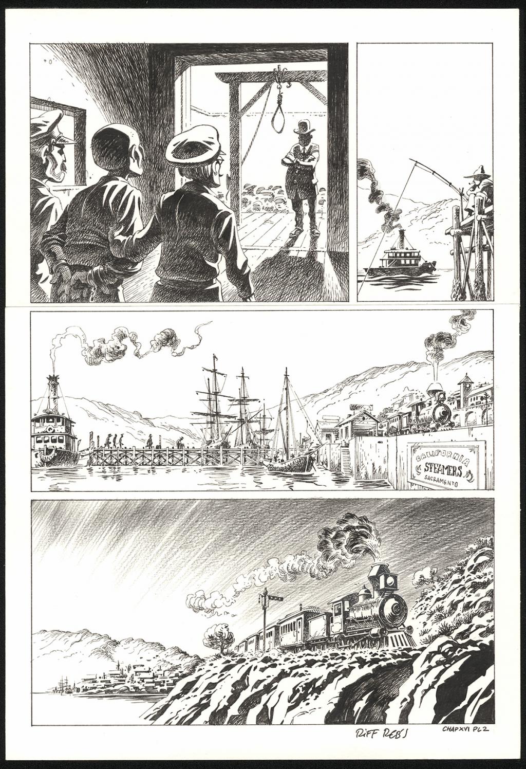 Planche originale n°2 du chapitre XVI - Riff Reb's - Encre de Chine et crayon sur papier - 6414