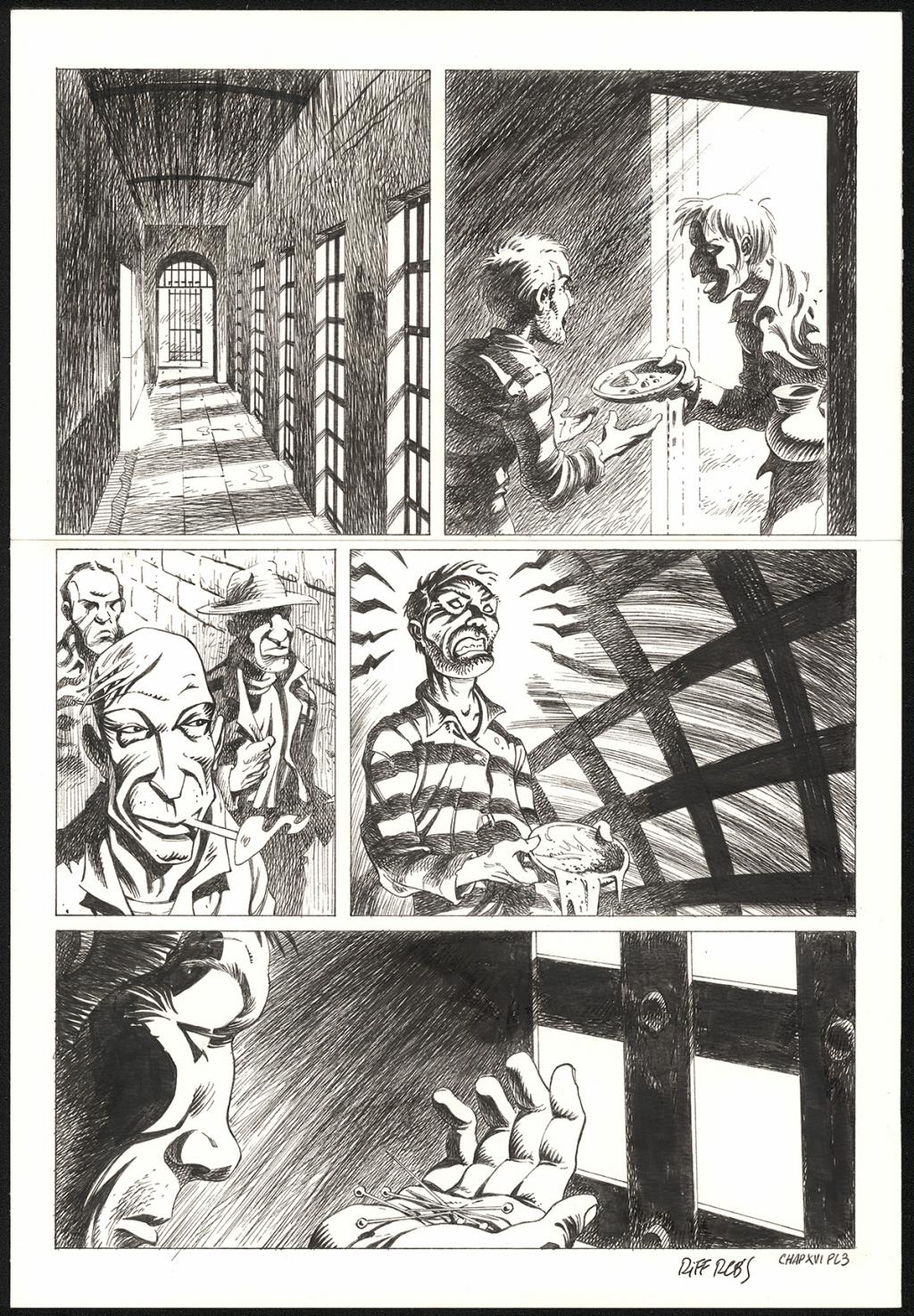 Planche originale n°3 du chapitre XVI - Riff Reb's - Encre de Chine et crayon sur papier - 6415