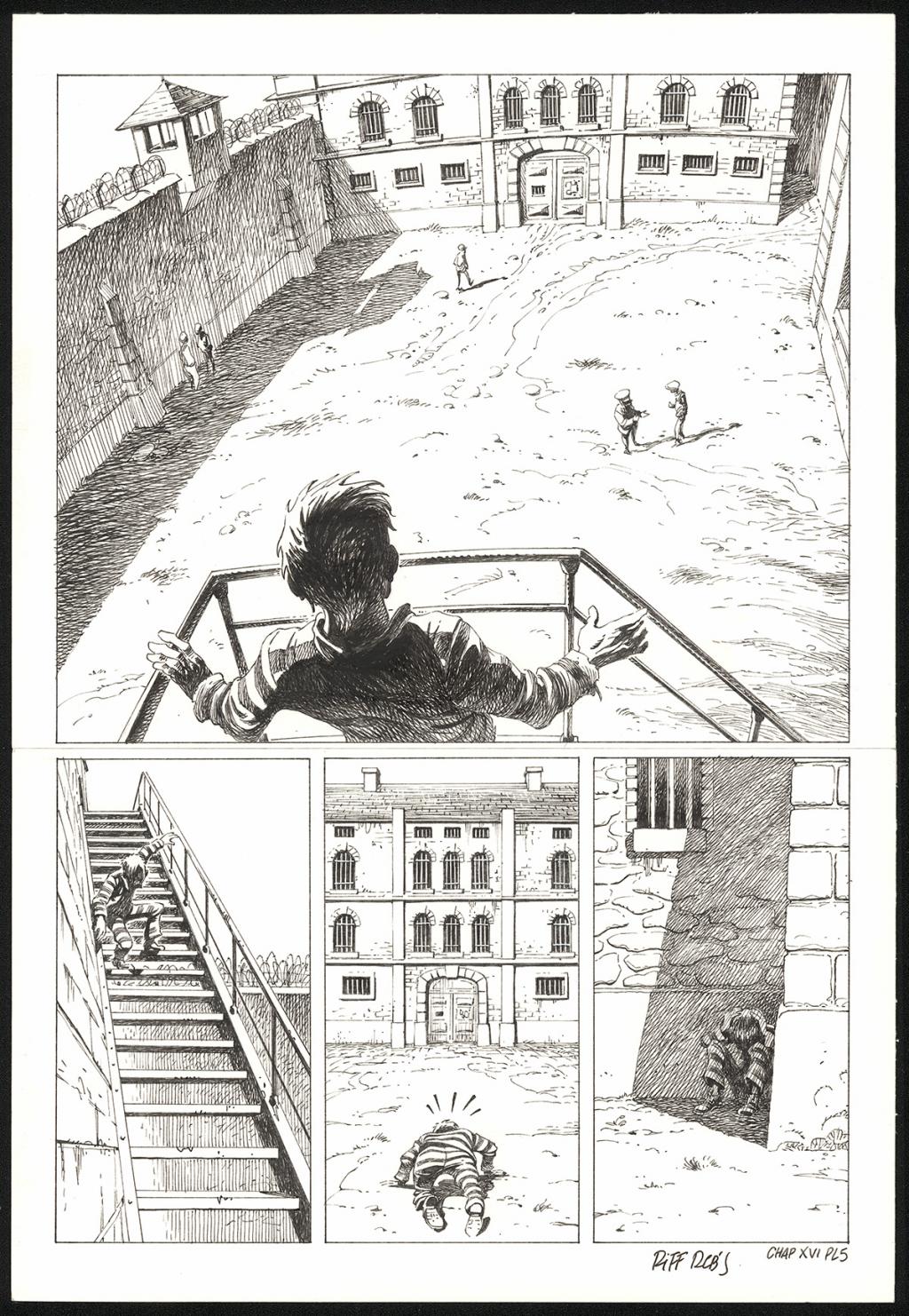 Planche originale n°5 du chapitre XVI - Riff Reb's - Encre de Chine et crayon sur papier - 6523