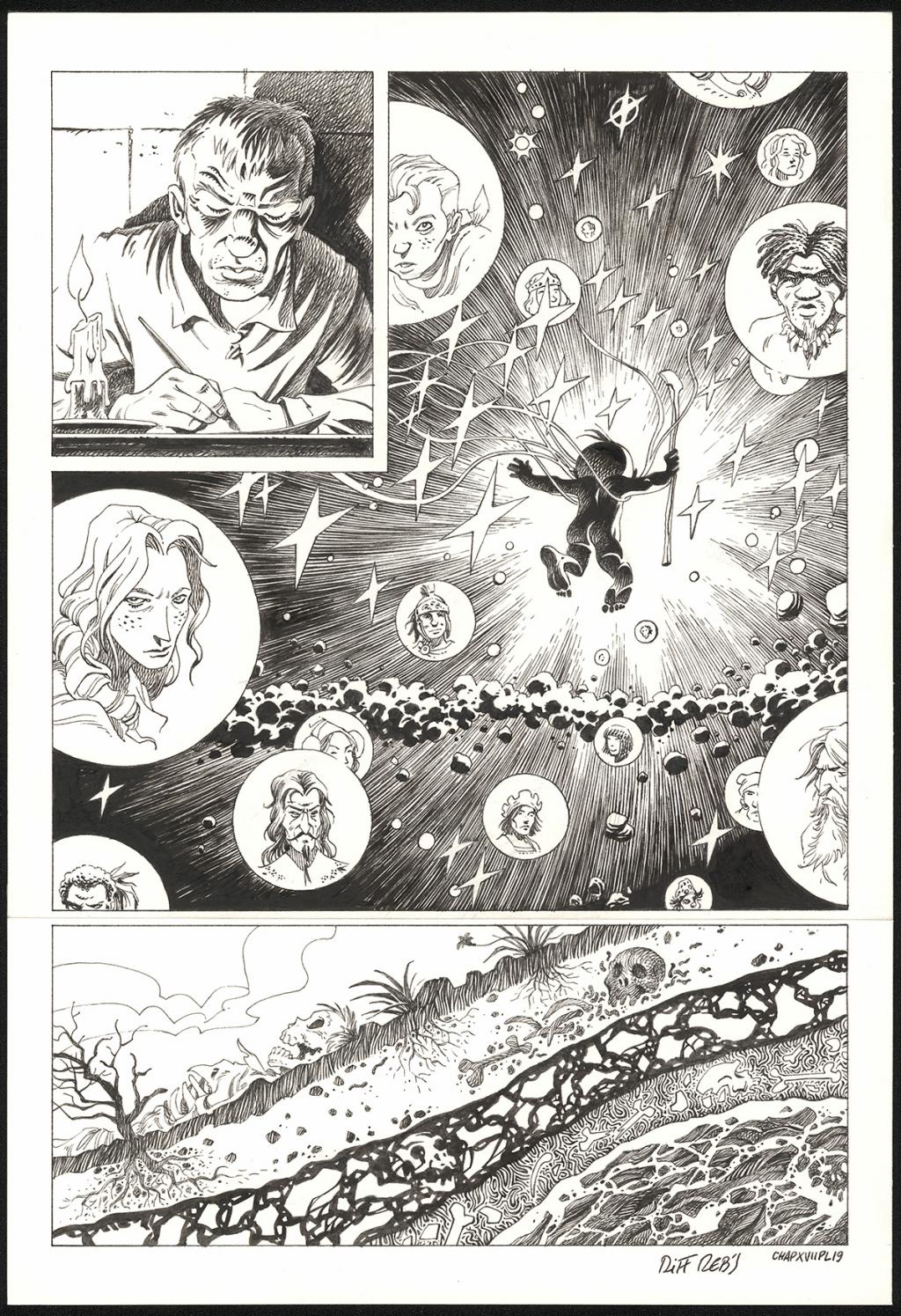 Planche originale n°19 du chapitre XVII - Riff Reb's - Encre de Chine et crayon sur papier - 6525