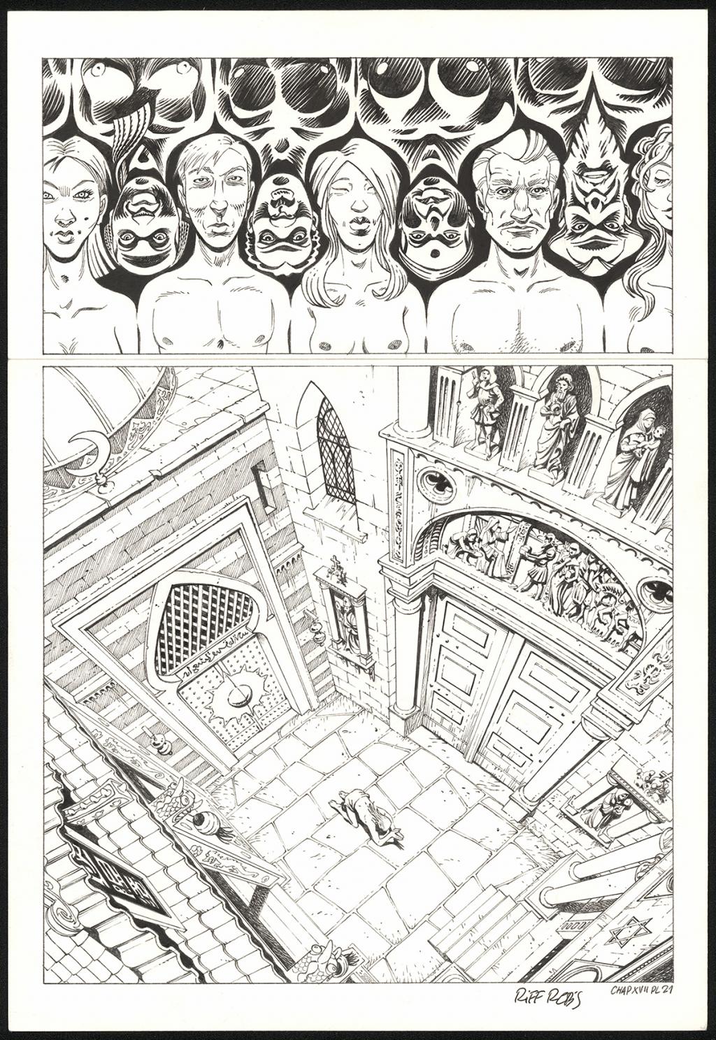 Planche originale n°21 du chapitre XVII - Riff Reb's - Encre de Chine et crayon sur papier - 6526