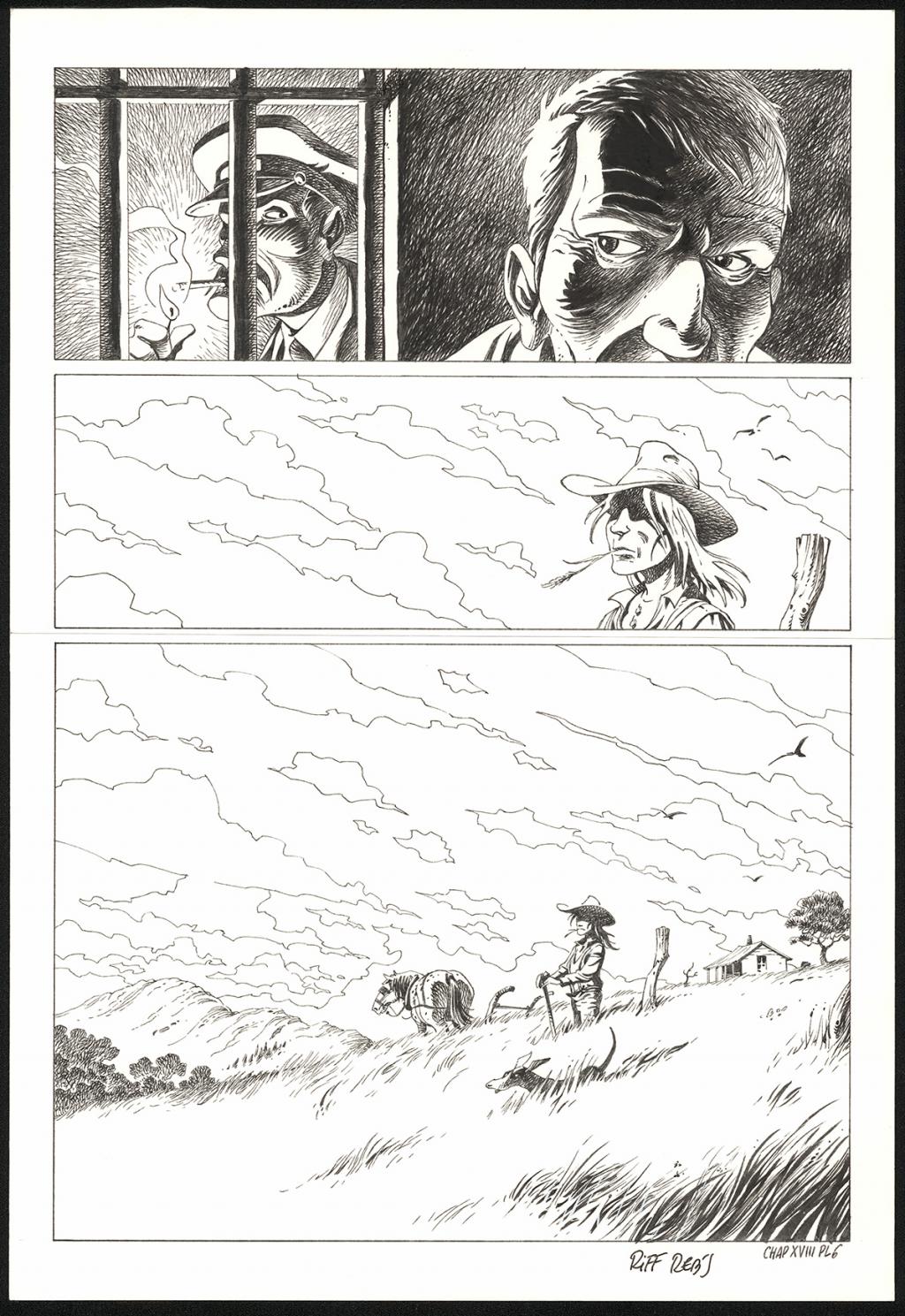 Planche originale n°6 du chapitre XVIII - Riff Reb's - Encre de Chine et crayon sur papier - 6421