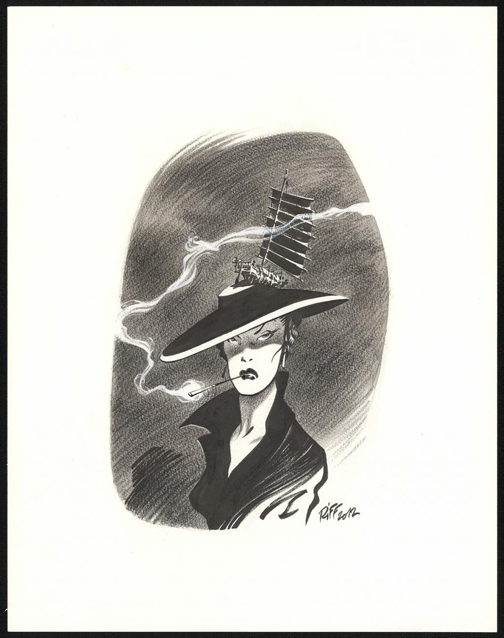 Illustration originale en hommage à Milton Caniff - Riff Reb's - Encre de Chine et crayon sur papier - 6423