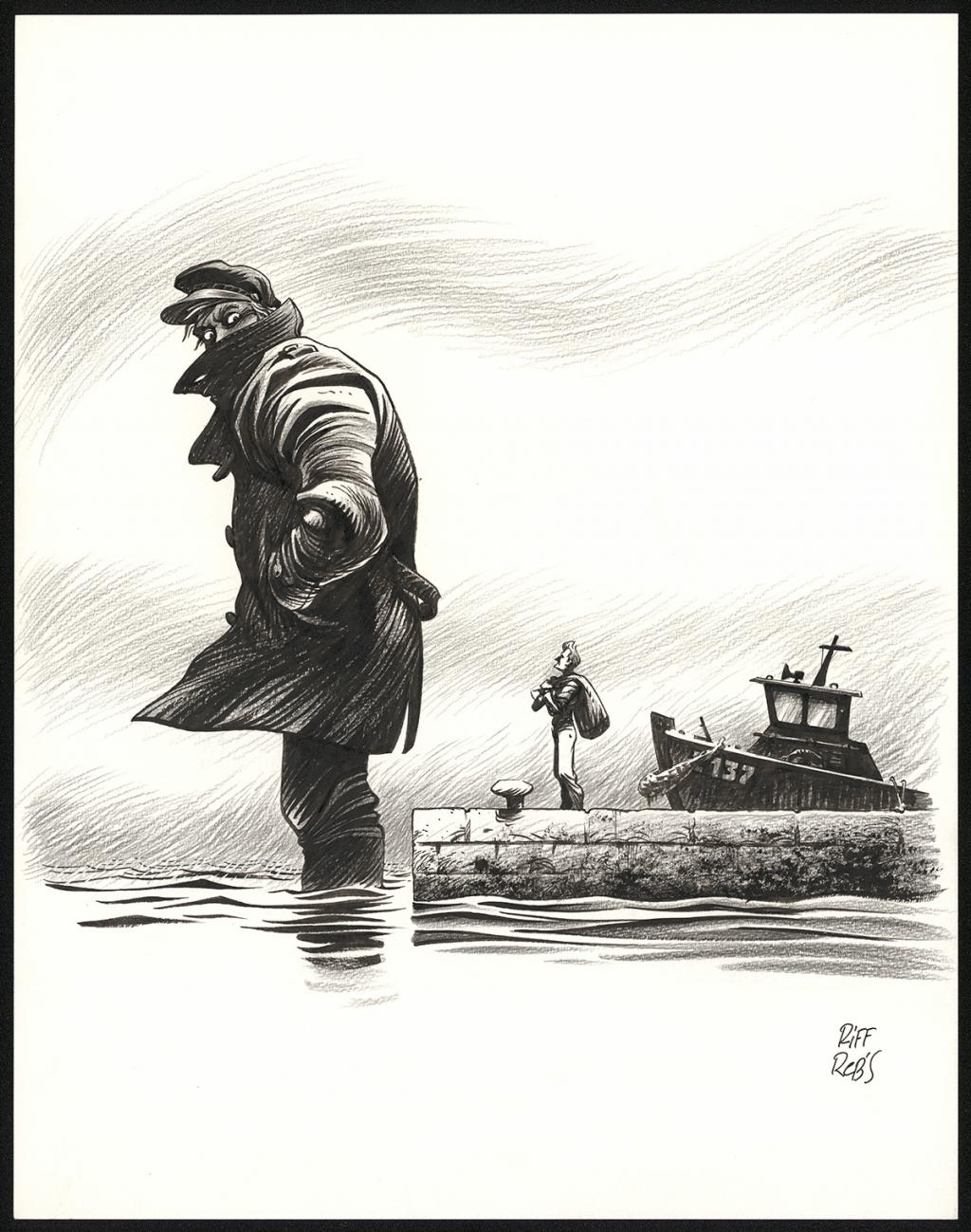 Illustration originale pour une affiche de film La légende du vieux Prijean - Riff Reb's - Encre de Chine et crayon sur papier - 6424